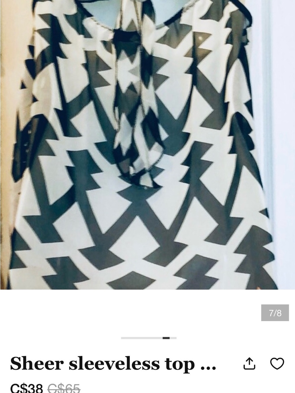 Sheer Sleeveless Printed Top - Black & White